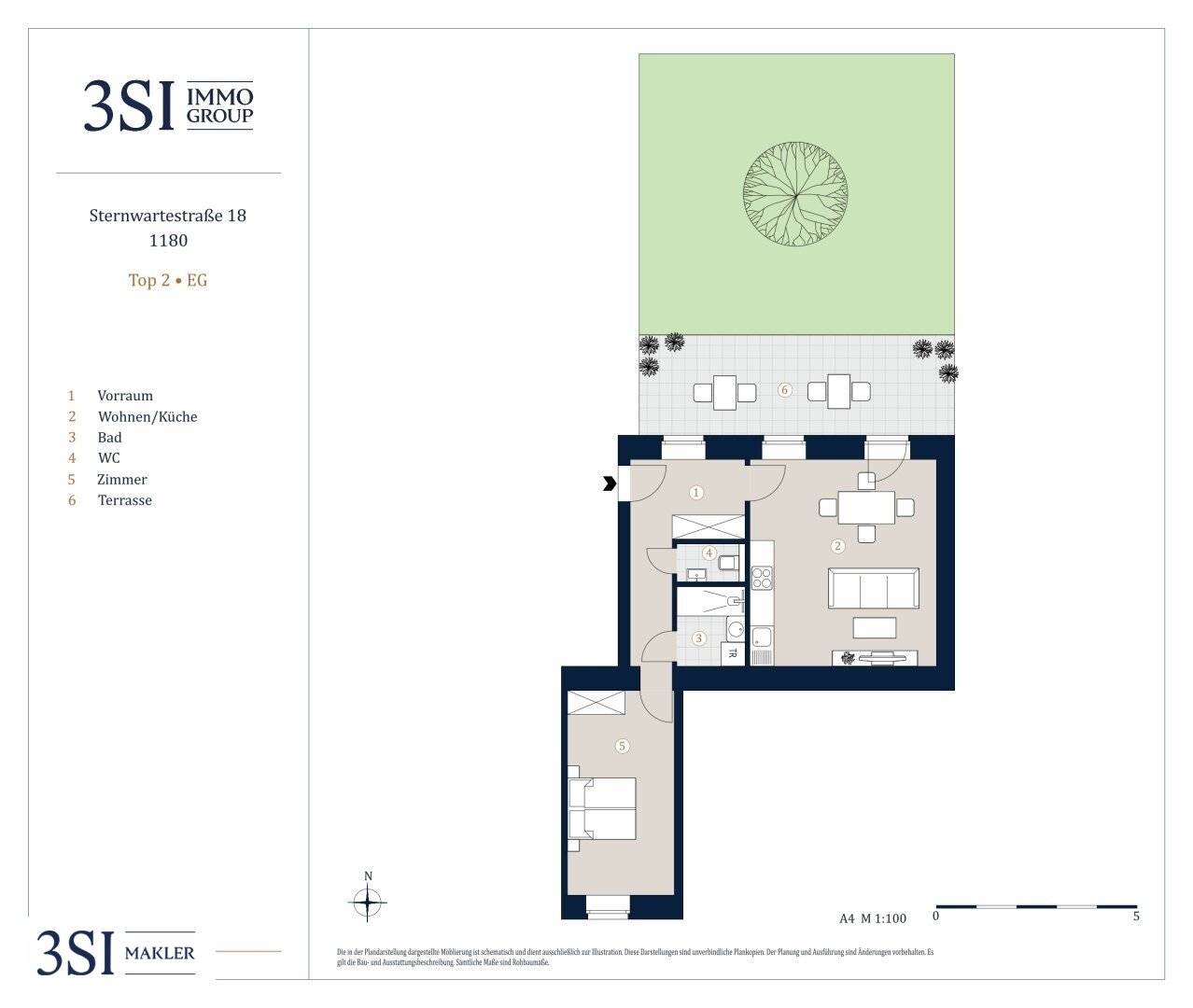 Top renovated first-occupancy apartment with generous courtyard-facing terrace