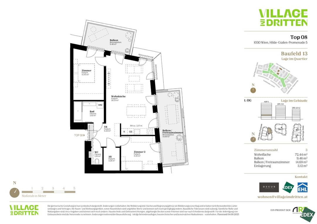 Wohnen mit Freiraum – 3 Zimmer, zwei Balkone | URBAN DAHEIM | BAUFELD 13