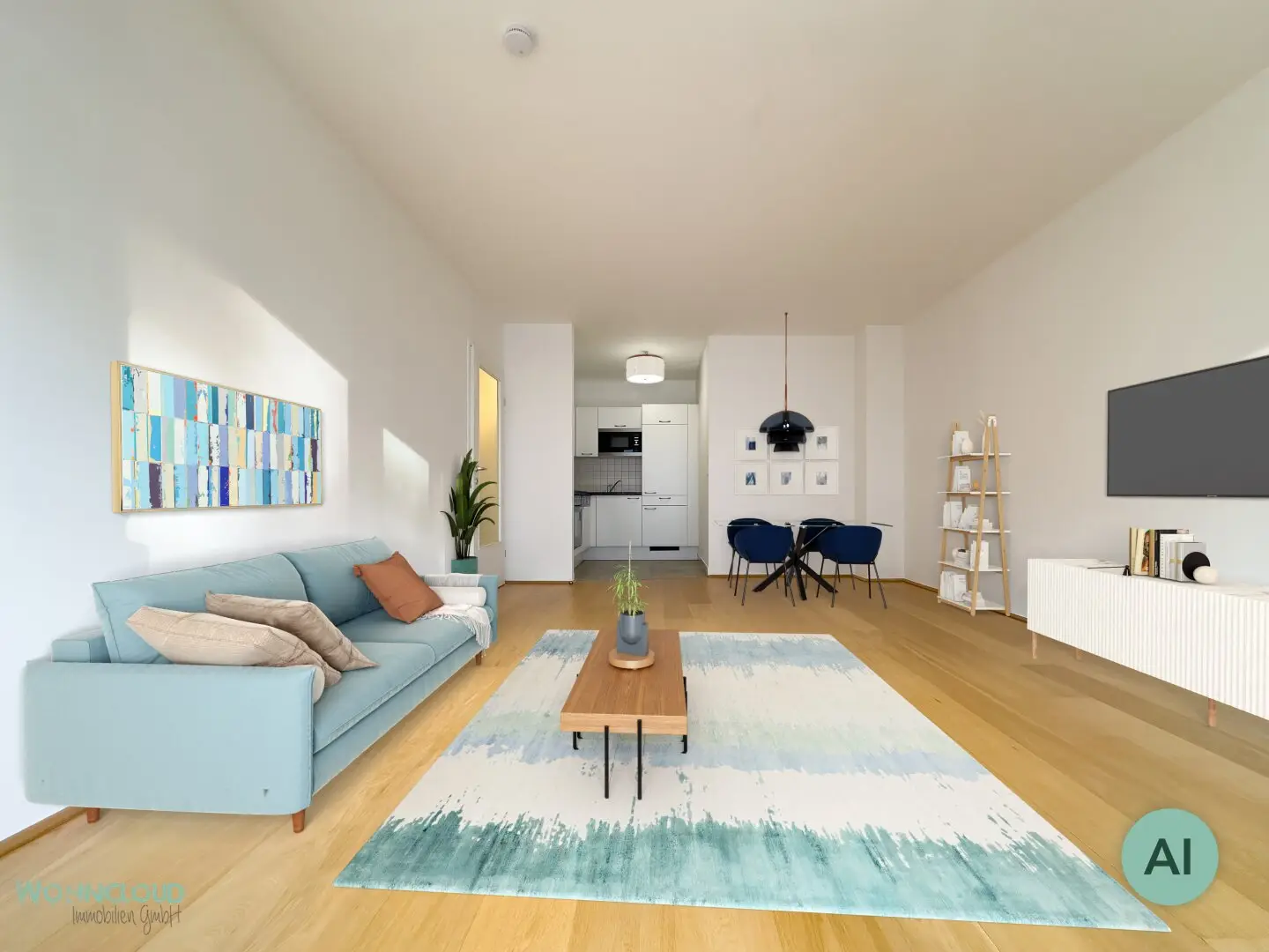 Apartment west facing balcony with open kitchen