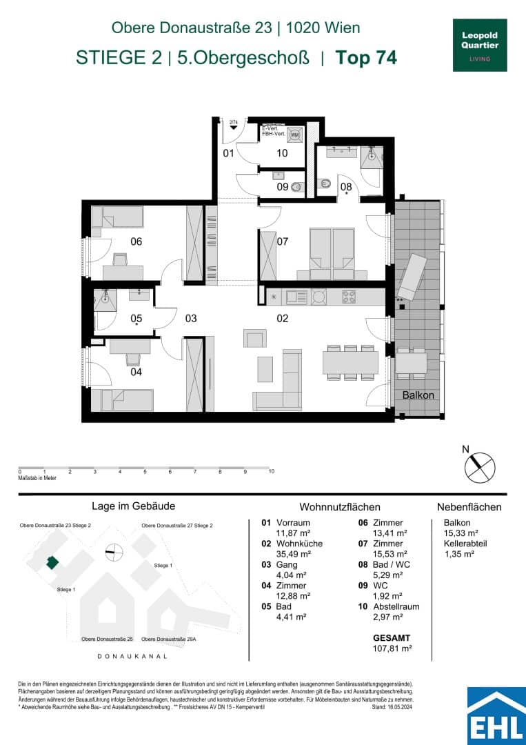 Wohnung Holz Hybrid Bauweise mit Geothermie und Balkon