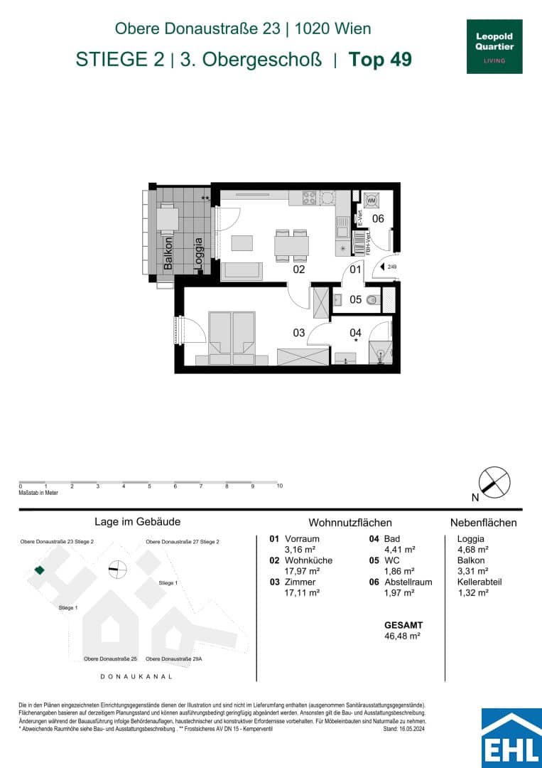 Wohnung Leopoldstadt Erstbezug Holz Hybrid Balkon