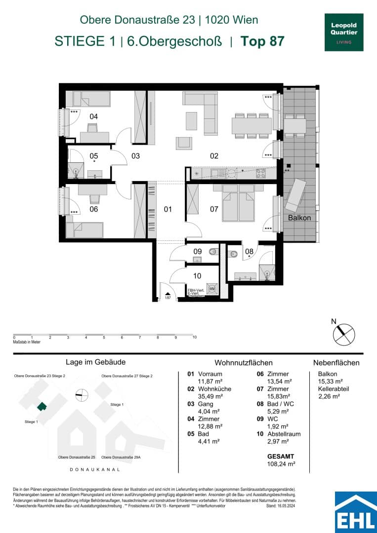 Neubau Wohnung Erstbezug Balkon klimatisiert