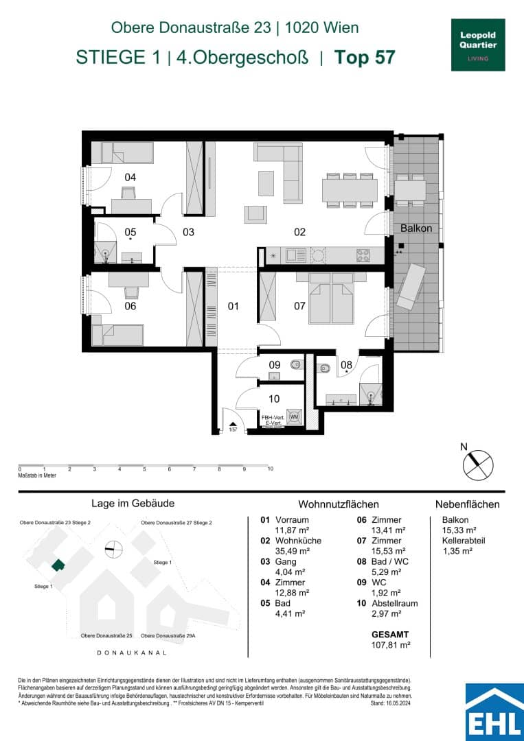 Apartment wood hybrid construction new build near Donaukanal