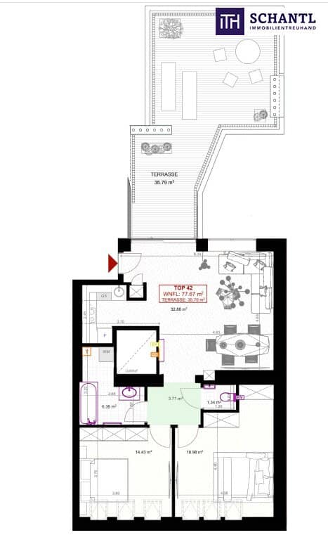 Dachgeschosswohnung mit hofterrasse nahe Hauptbahnhof