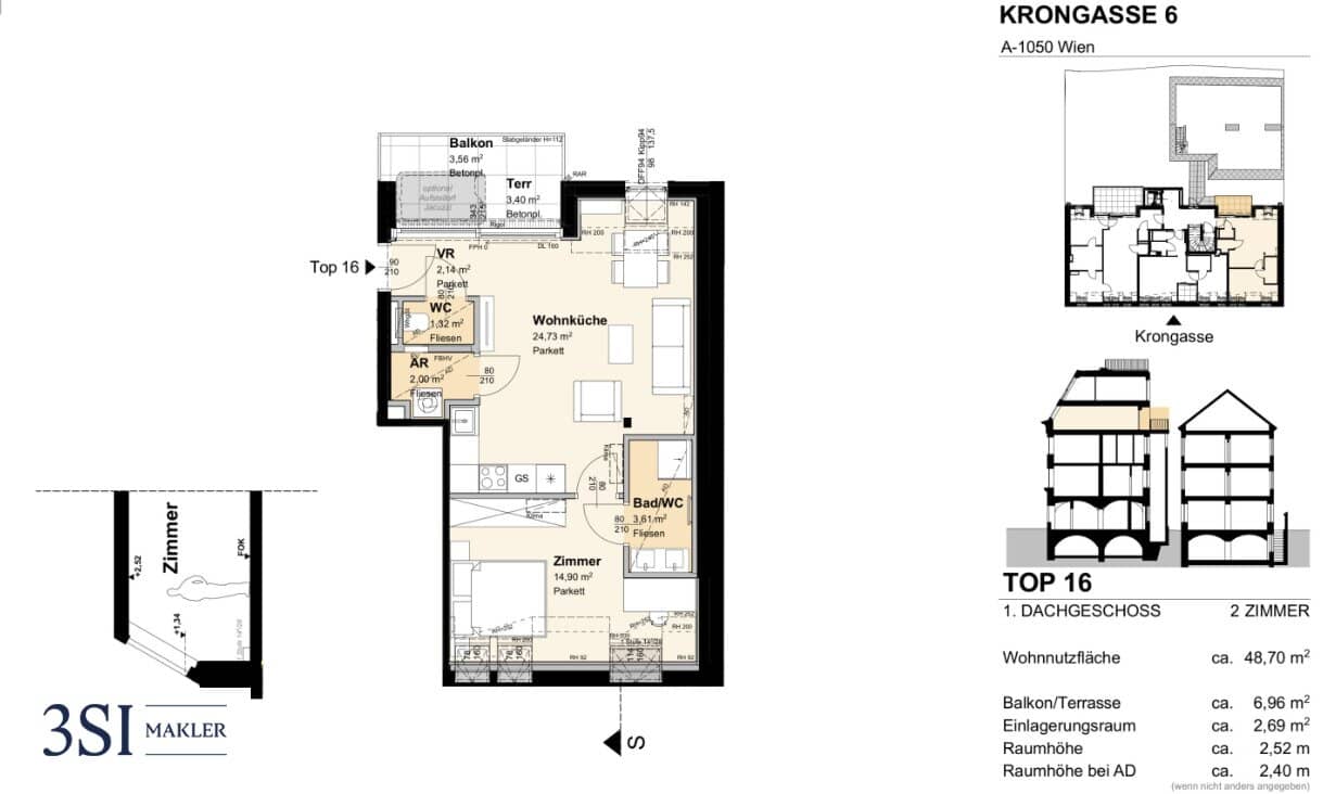 Modernes Wohnen über den Dächern: Charmante 2-Zimmer-Dachgeschoßwohnung mit Terrasse