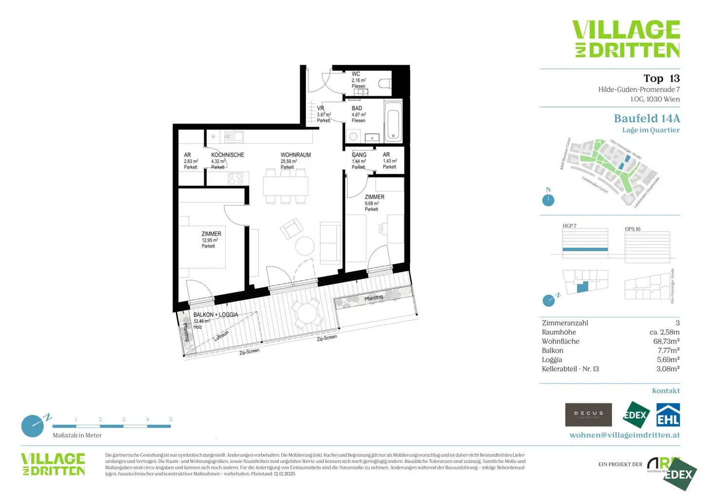 VILLAGE IM DRITTEN | BAUFELD 14A |  3-ZIMMER WOHNUNG MIT BALKON