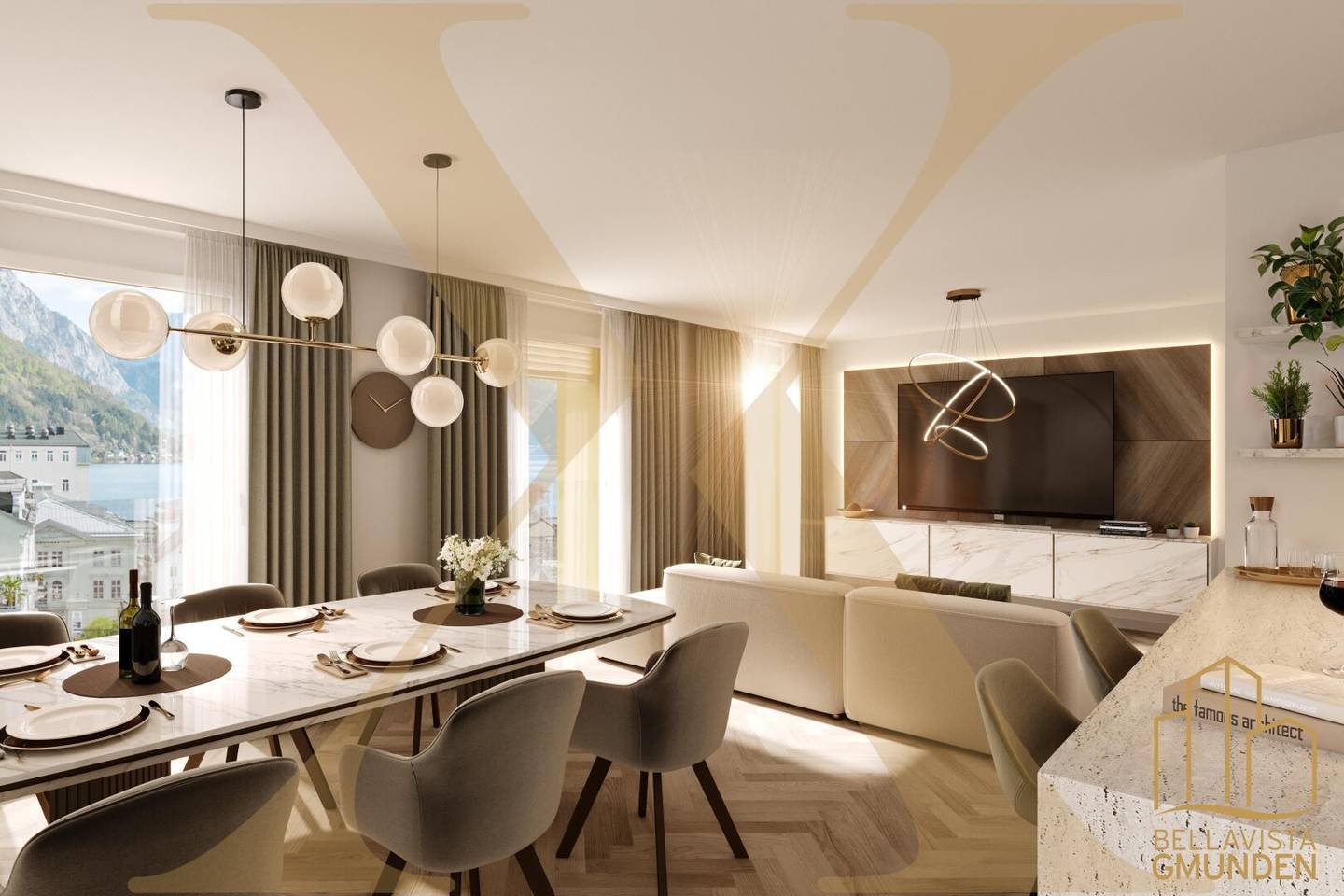 Southwest loggia apartment in central Gmunden