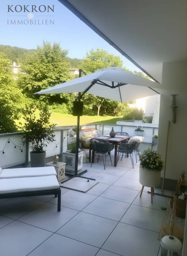 Gartenwohnung mit unverbaubarem Waldblick - unbegrenzter Nutzung von Hallenbad, Sauna, Turnsaal