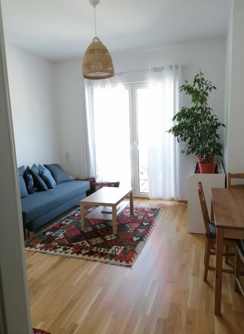 Air conditioned two room apartment with courtyard facing terrace and optional garage parking space