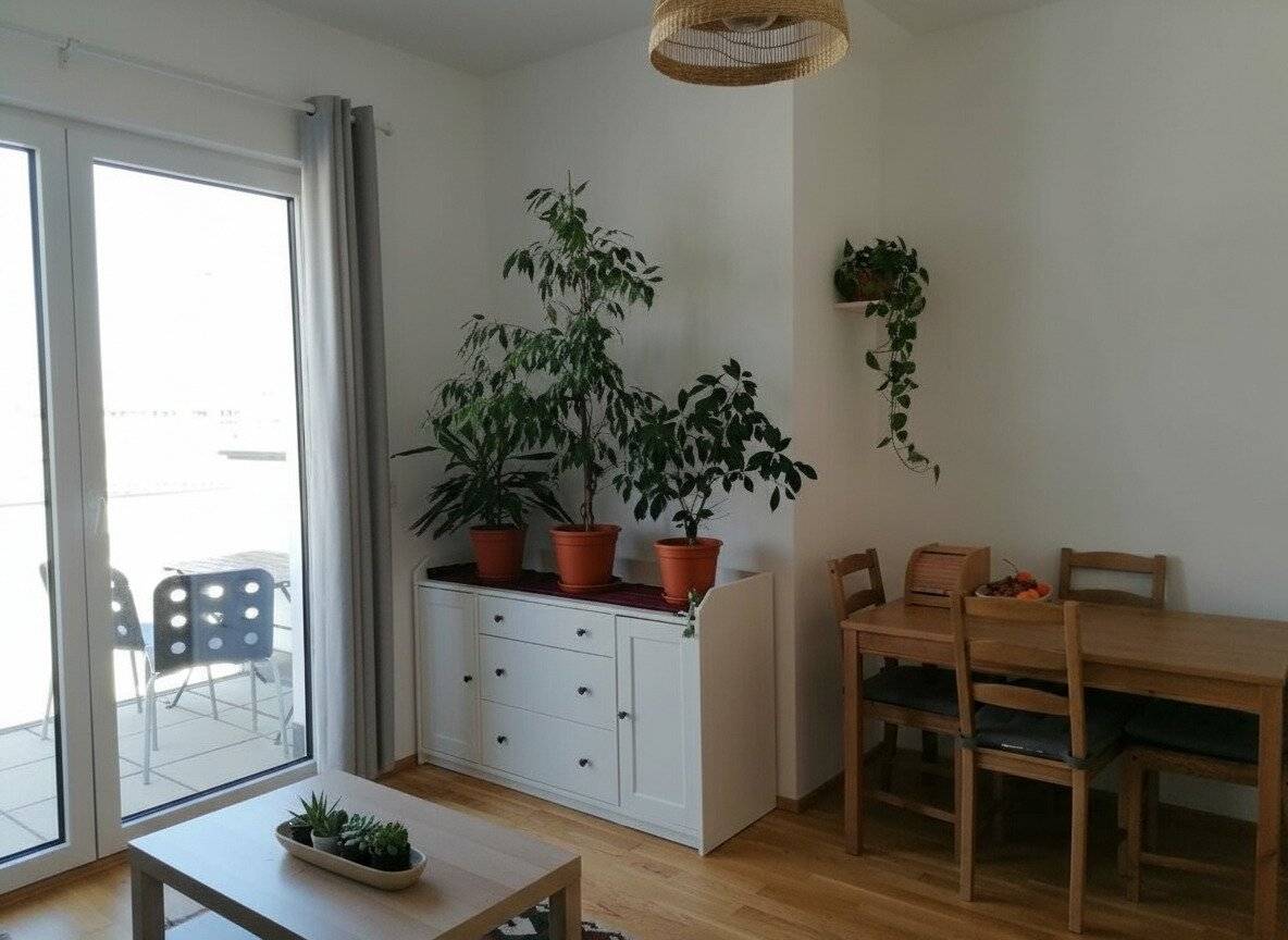 Air conditioned two room apartment with courtyard facing terrace and optional garage parking space