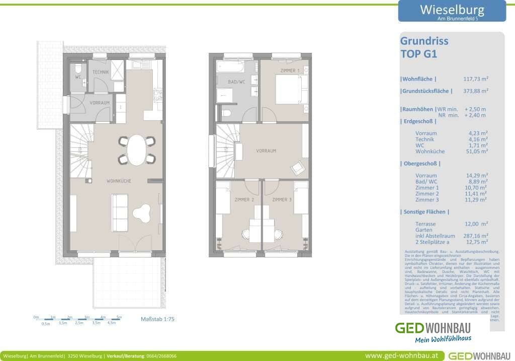 Doppelhaushälfte in Wieselburg – Garten, Balkon, 118 m², 2 Stellplätze
