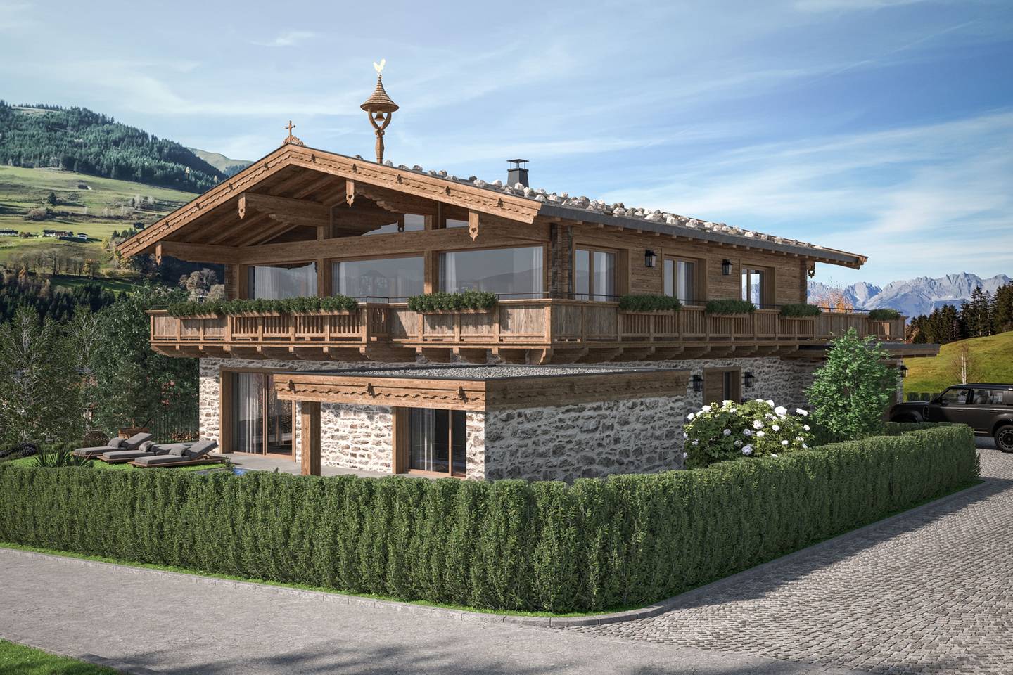 Luxus-Chalet in Aurach bei Kitzbühel: 6 Z, 4 Bäder, 491 m² Wohnfläche