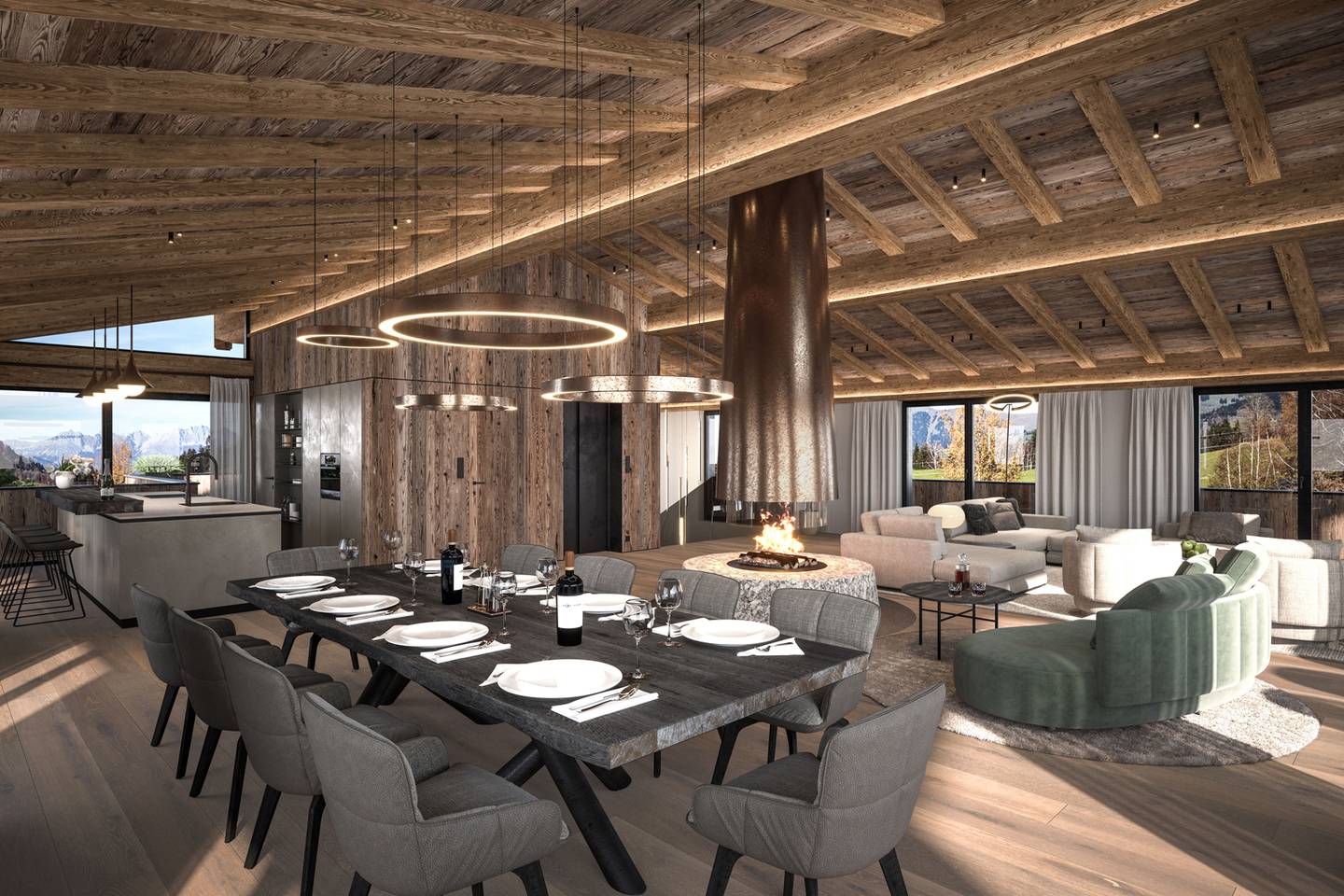 Luxus-Chalet in Aurach bei Kitzbühel: 6 Z, 4 Bäder, 491 m² Wohnfläche