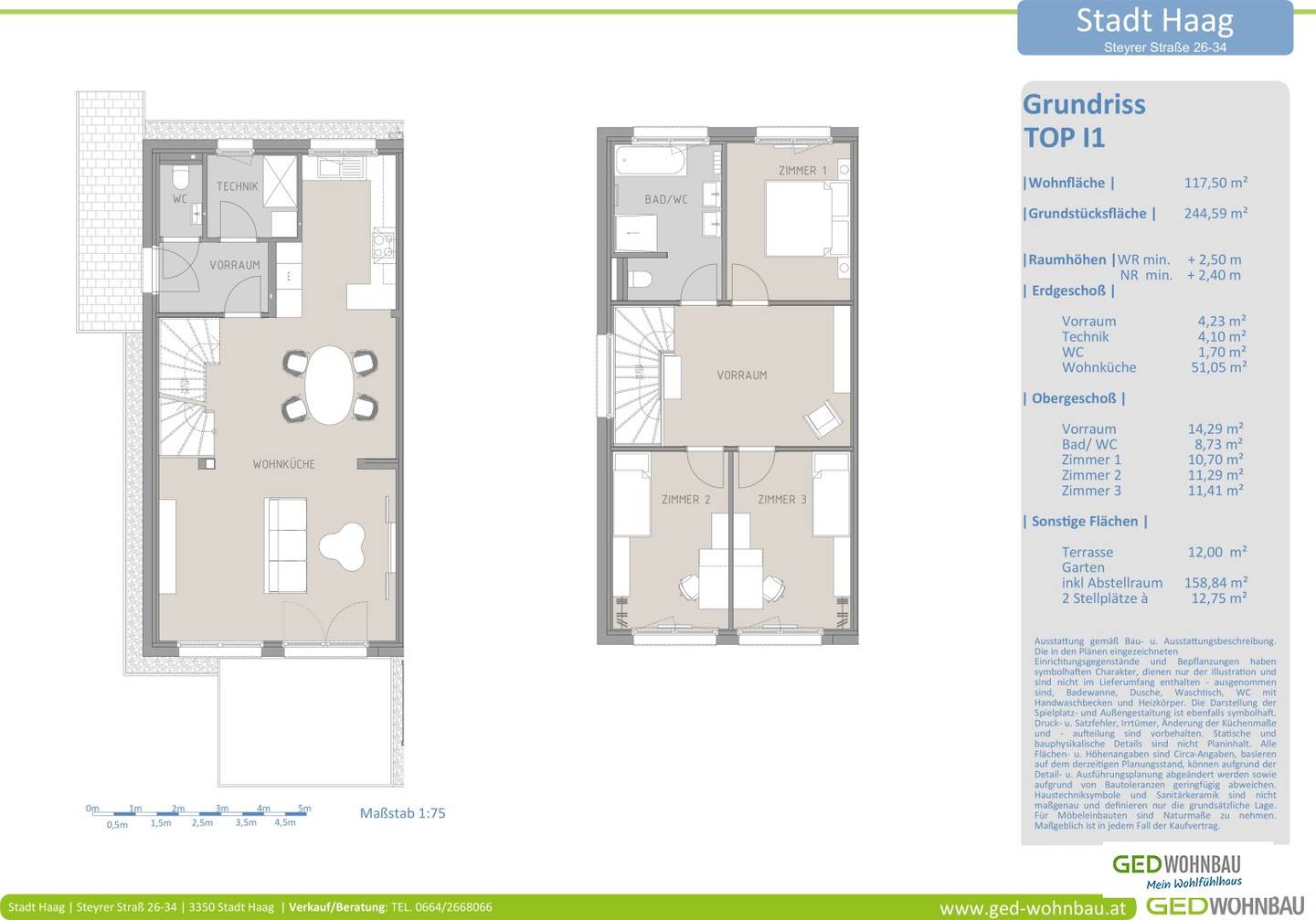 Doppelhaushälfte Haag - Neubau, 4 Z., Garten 158 m², 2 Stellplätze