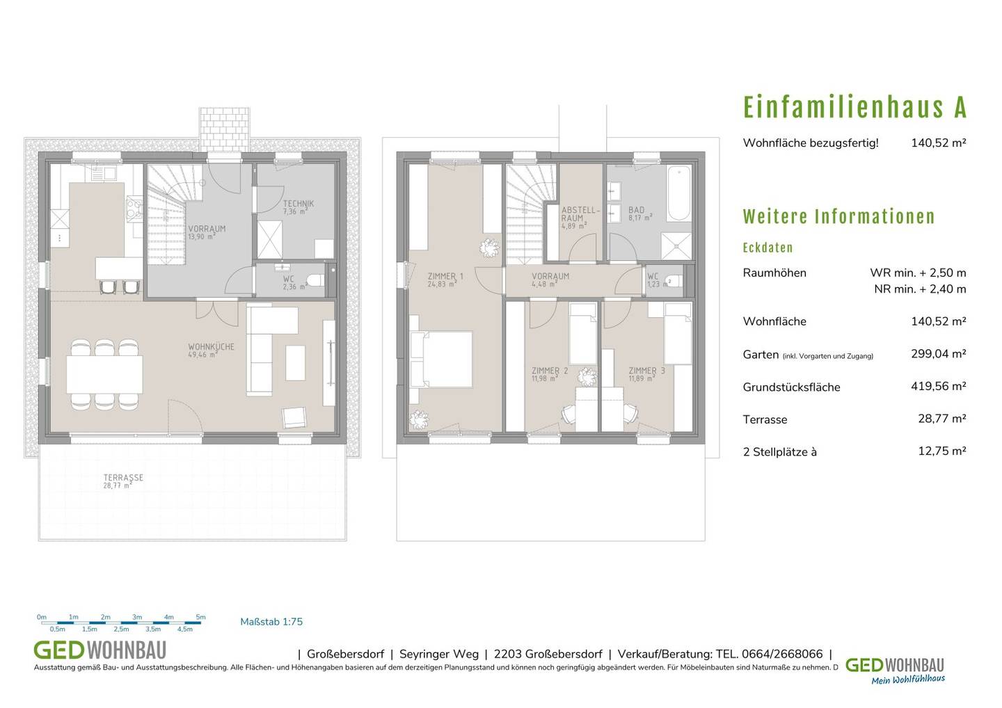 Modern single-family house in Großebersdorf: new build first occupancy in solid wood construction with approx. 141 m² living area and garden