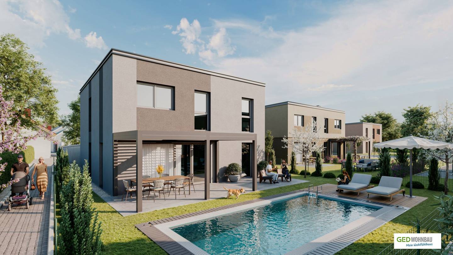 Modern single-family house in Großebersdorf: new build first occupancy in solid wood construction with approx. 141 m² living area and garden