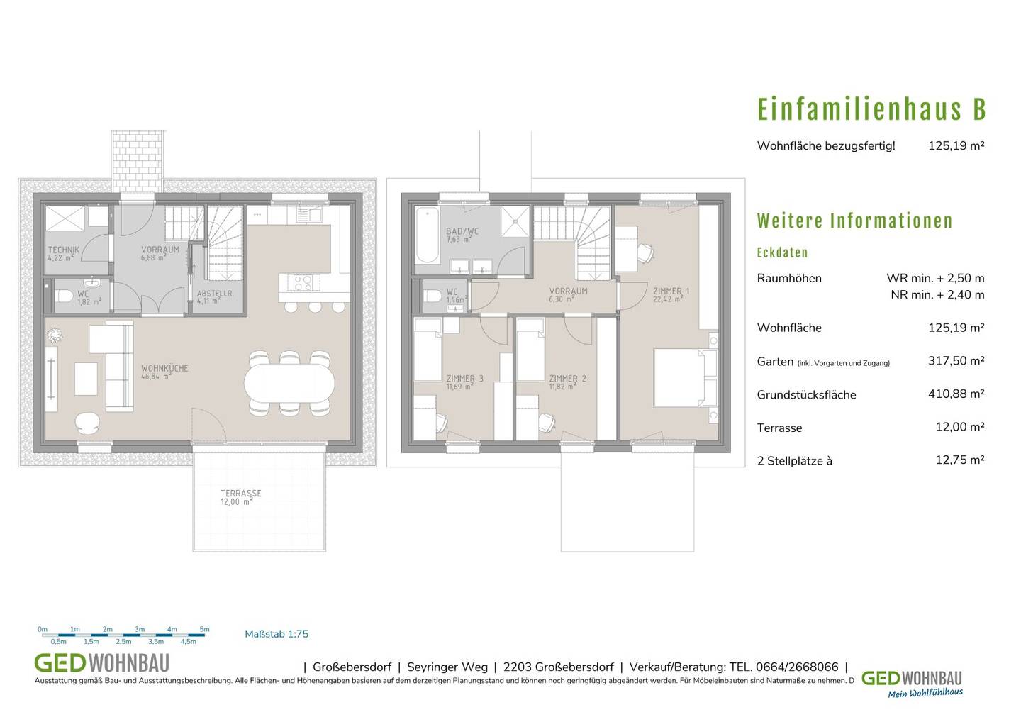 New build single-family house in Großebersdorf: approx. 125 m² living area, large garden commission free from the developer