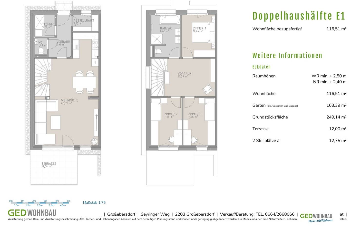 Commission-free first occupancy: semi-detached house in Großebersdorf - timber mass construction, air source heat pump, PV system on the roof and PV Anlage am Dach? wait no