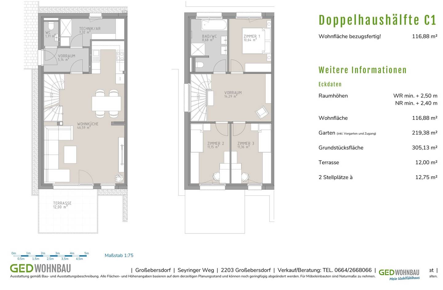 Energy-saving, modern semi-detached house in Großebersdorf: commission-free directly from the developer